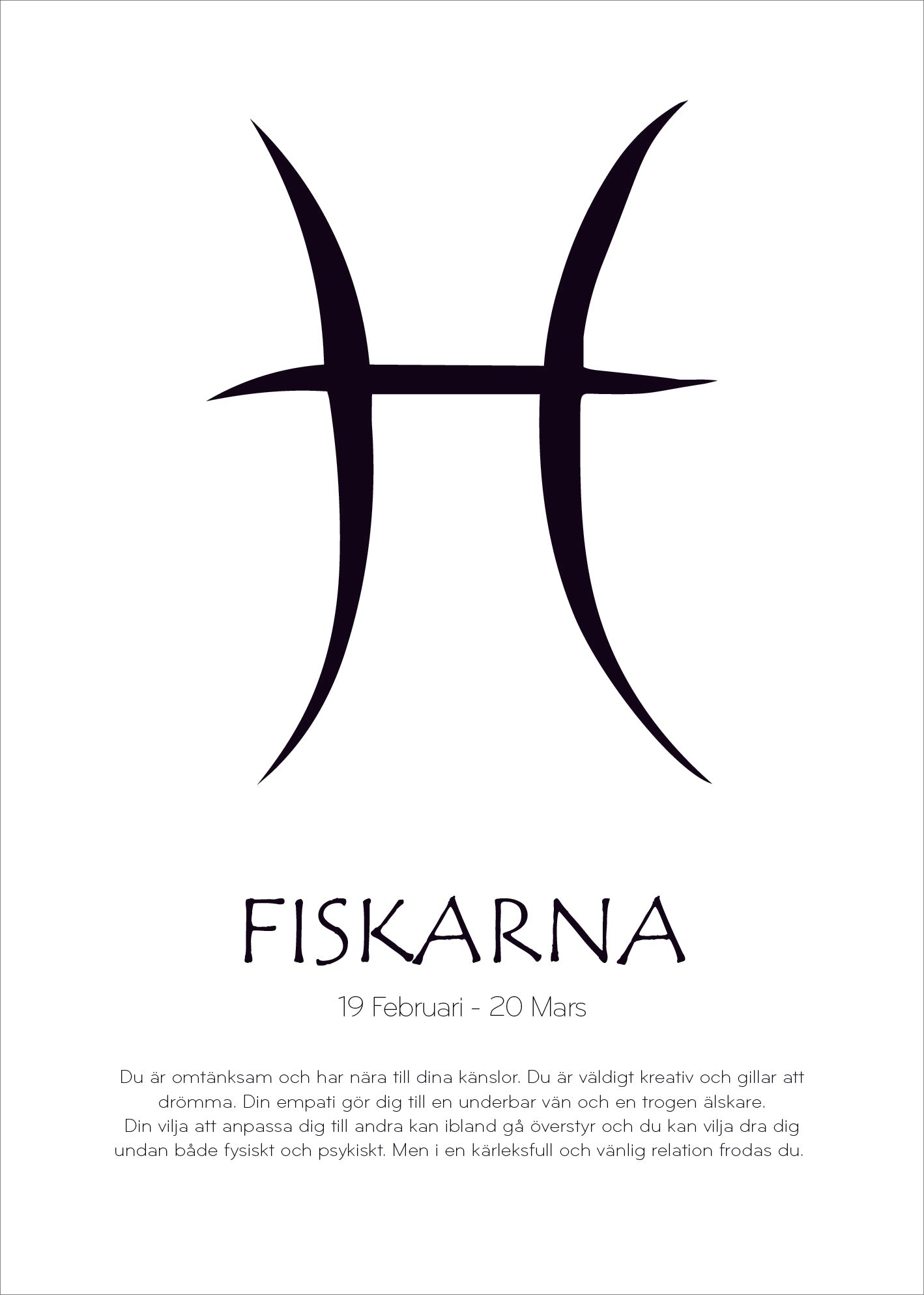 Stjärntecken symbol vit bakgrund Fiskarna - Svensk text